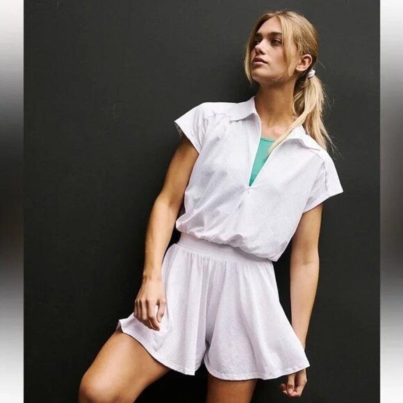 Free People Movement White Hit The City Activewear Romper - Picture 1 of 7
